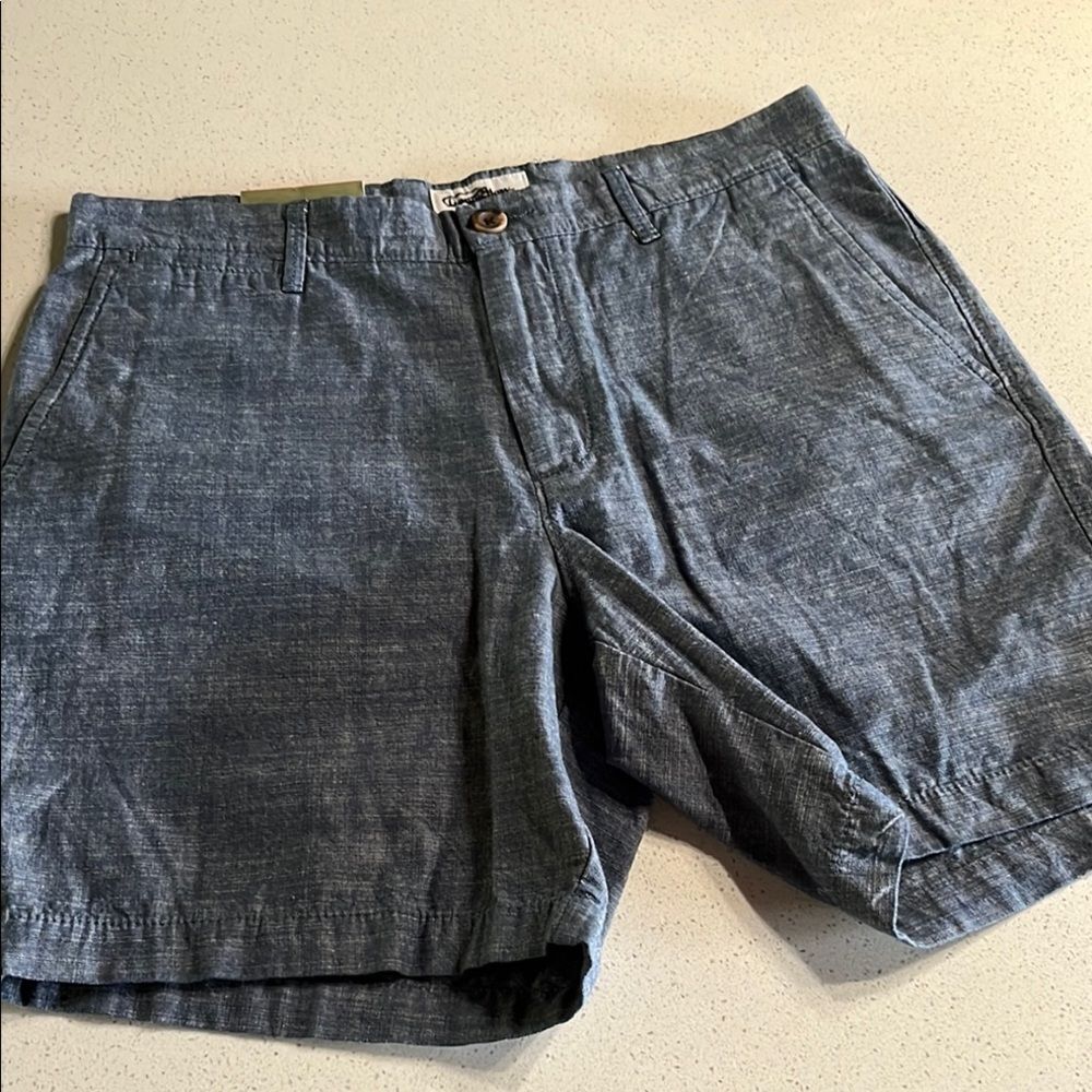 NWT Goodfellow & Co Linden Chambray Blue Flat Front Shorts Size 30/7